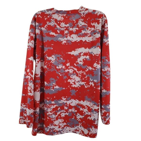 Top Flight ELITE Men’s Red Camo Performance Long Sleeve Jersey Shirt - Medium - Picture 6 of 12